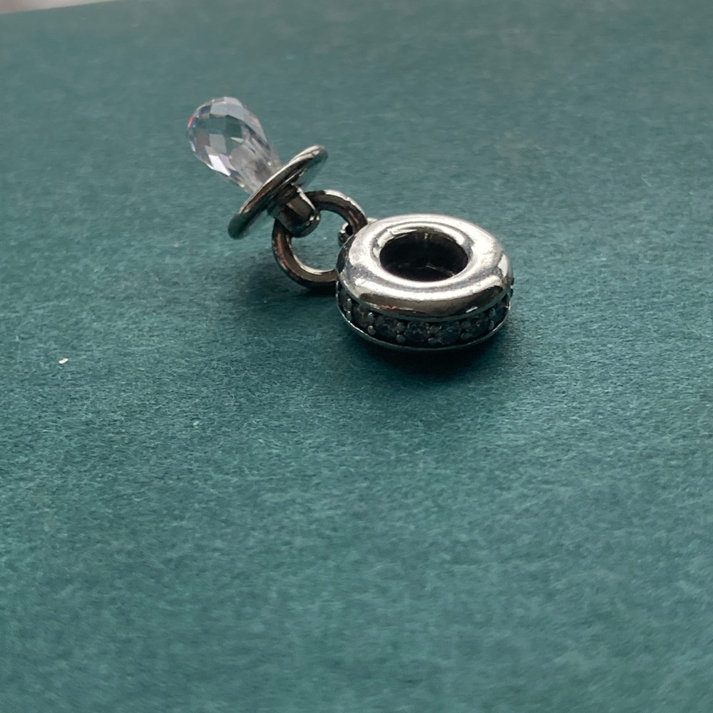 Pandora Pacifier Silver Charm with Crystal Accent